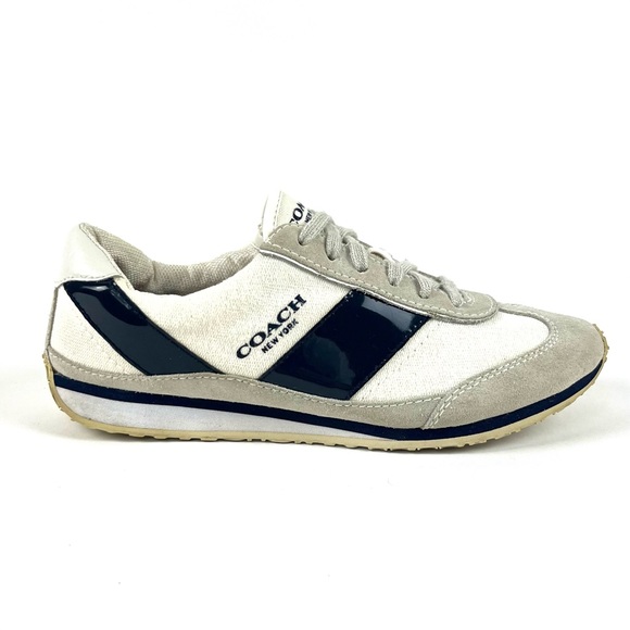 Coach Mae Navy & White Canvas Sneaker - Picture 4 of 9